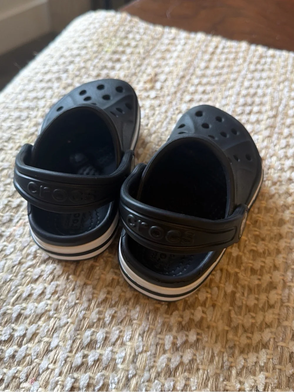 CROCS Kids' Black Clogs with White Accent Logo Trim